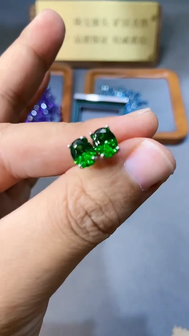【闪购商品】透辉石耳饰银S925镶嵌321