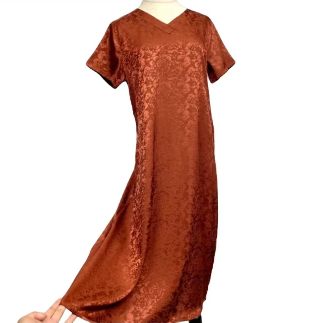 7869新款宋锦提花筒裙妈妈装高贵新款妈妈装夏装洋气夏季时尚显瘦