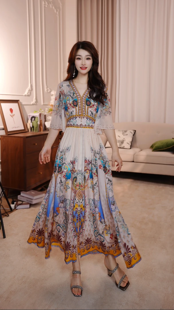 【香榭丽舍】25年时尚名媛风优雅气质收腰高端连衣裙