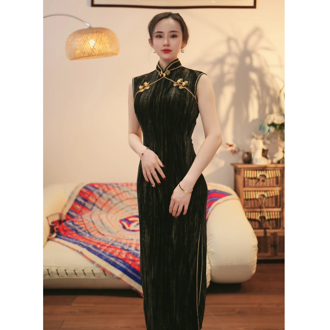 戚薇原创早春高品质旗袍气质优雅复古连衣裙