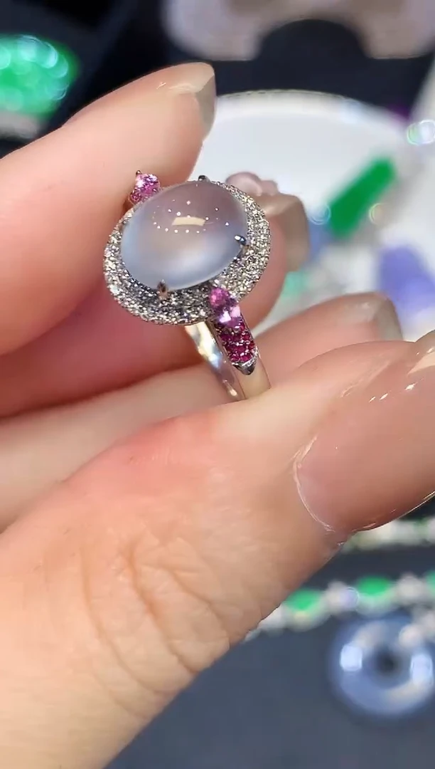 18K金镶嵌戒指翡翠WZJ多样性发其一