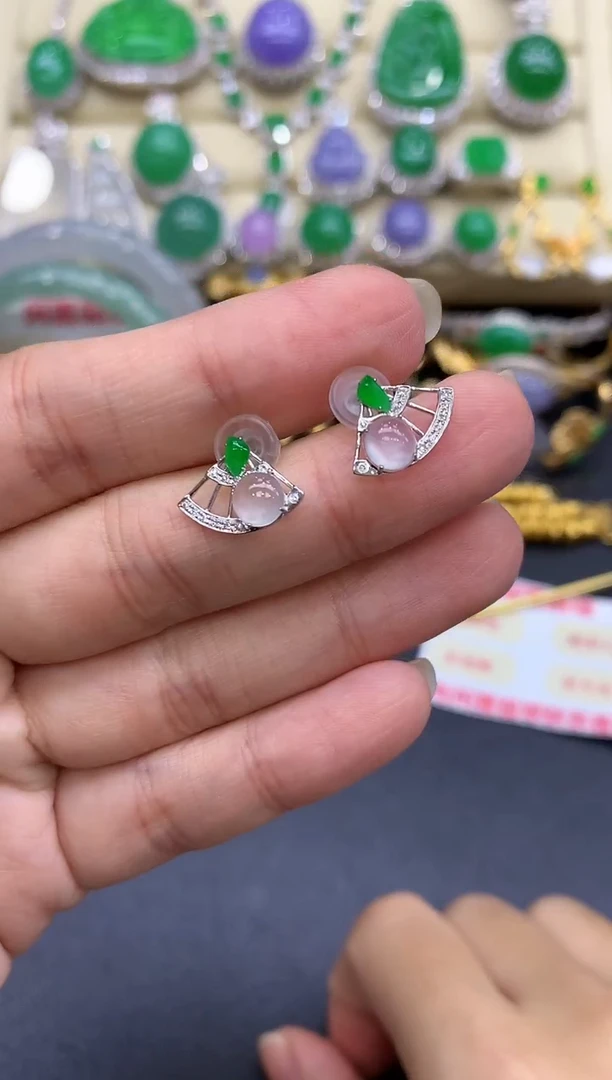 18K金镶嵌翡翠耳饰154-中国好珍宝