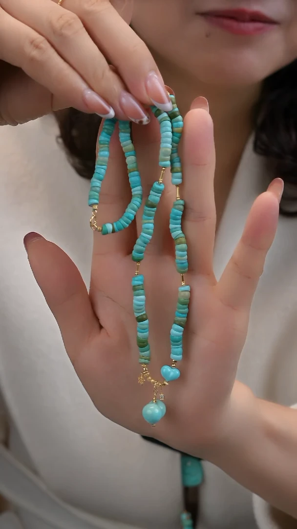 18K金镶嵌绿松石项链1111