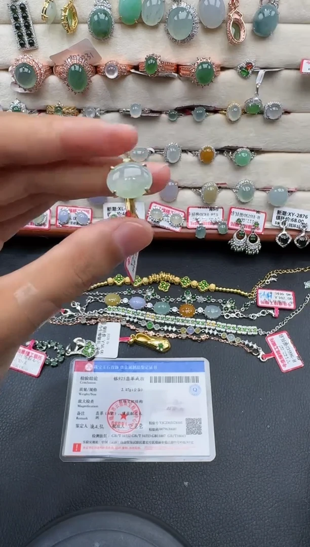 翡翠戒指银S925镶嵌戒指44