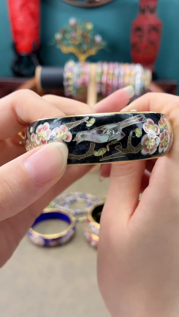 非遗 景泰蓝开口镯 喜上眉梢 黑色63