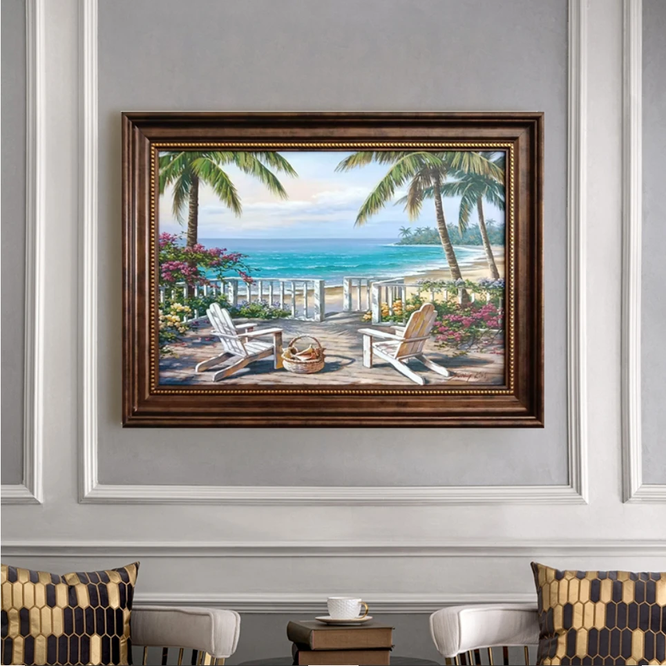 【椰风海韵】风景画餐厅装饰画轻奢高级欧式大气壁画纯肌理客厅挂画