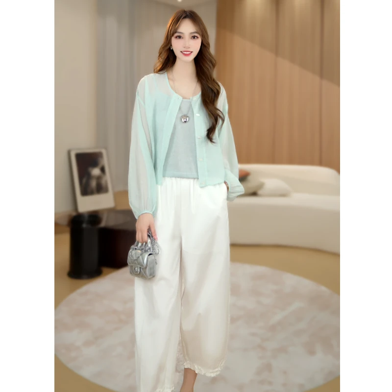 【花开半夏】马克华菲女装夏季欧若风长袖上衣两件套 F52026A556 ZZ