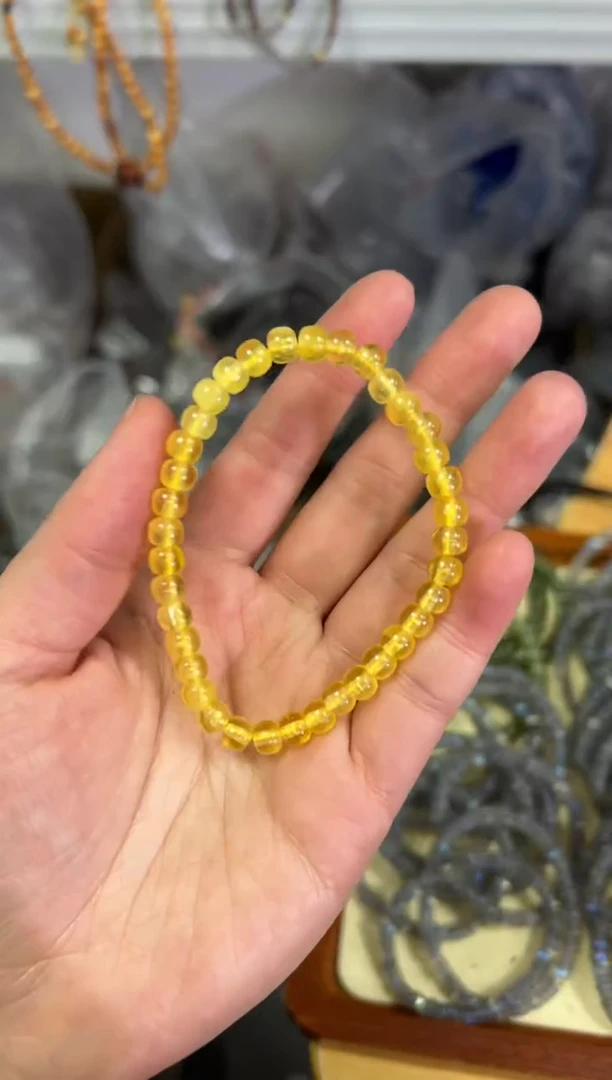 【闪购商品】琥珀手链未镶嵌金胶蜜蜜蜡桶珠手链[0300]