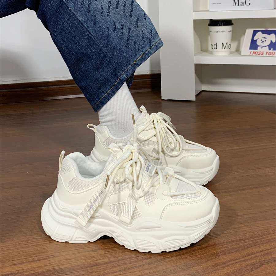 回力女鞋厚底老爹鞋女2025新款学生运动鞋复古百搭休闲小白鞋子女