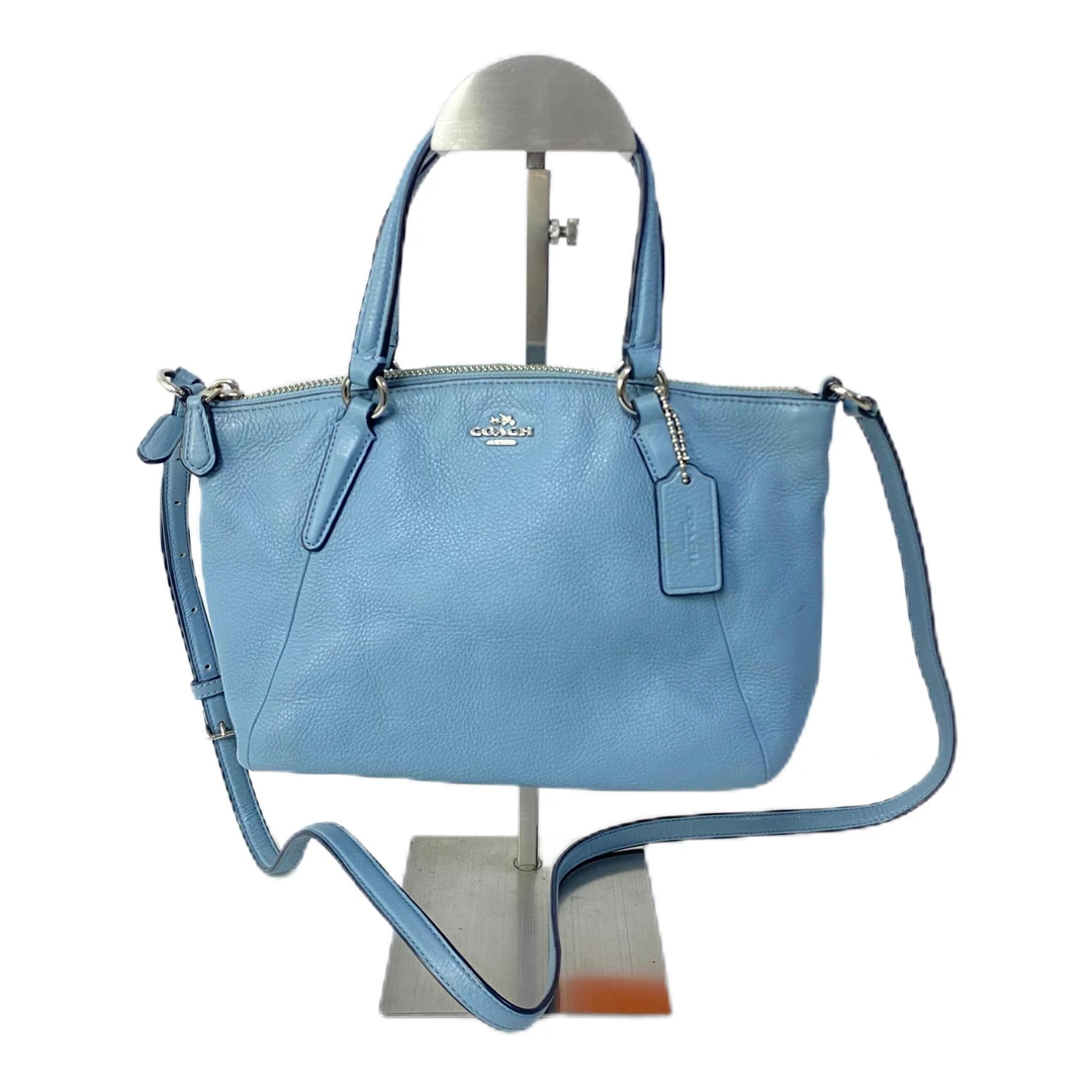 95新 COACH/蔻驰 天蓝色全皮单肩手提斜挎饺子包 Y-6097-B