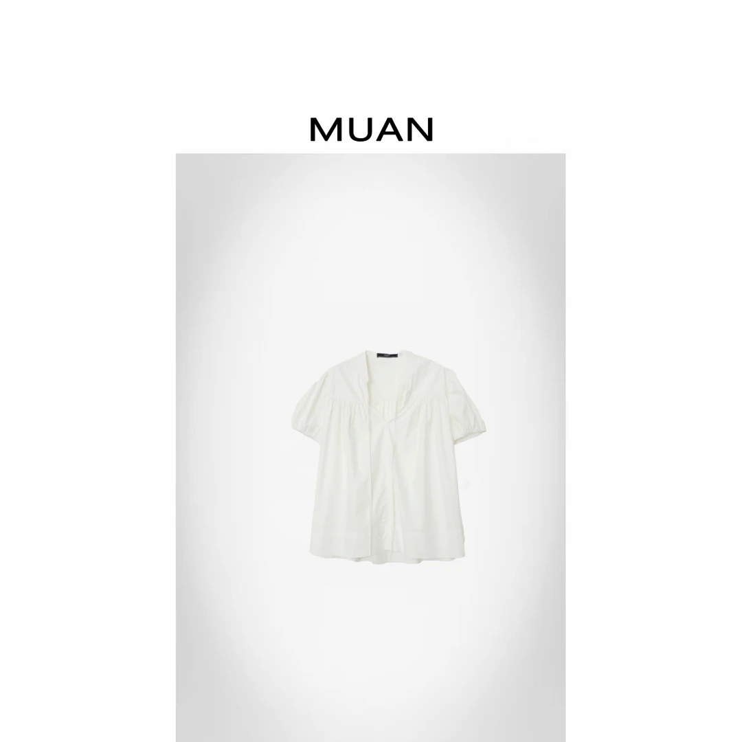 木岸MUAN：《贝儿T》“贝儿系列”定制100棉法式衬衫短袖上衣女DS-6655