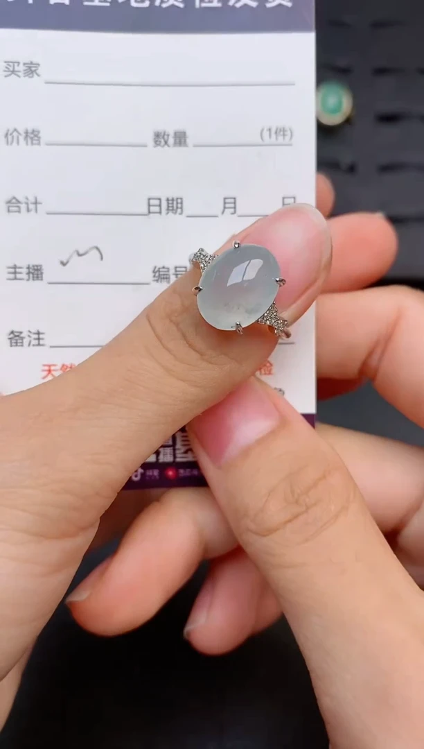 银S925镶嵌戒指翡翠1