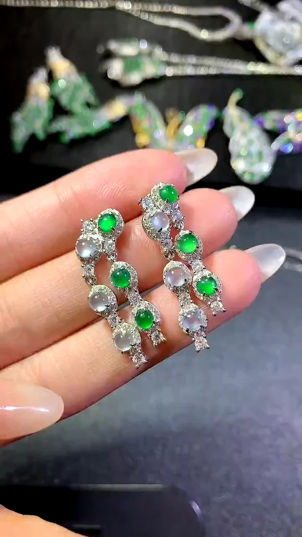 【闪购商品】翡翠耳饰银S925镶嵌161耳饰（多样性发货一件