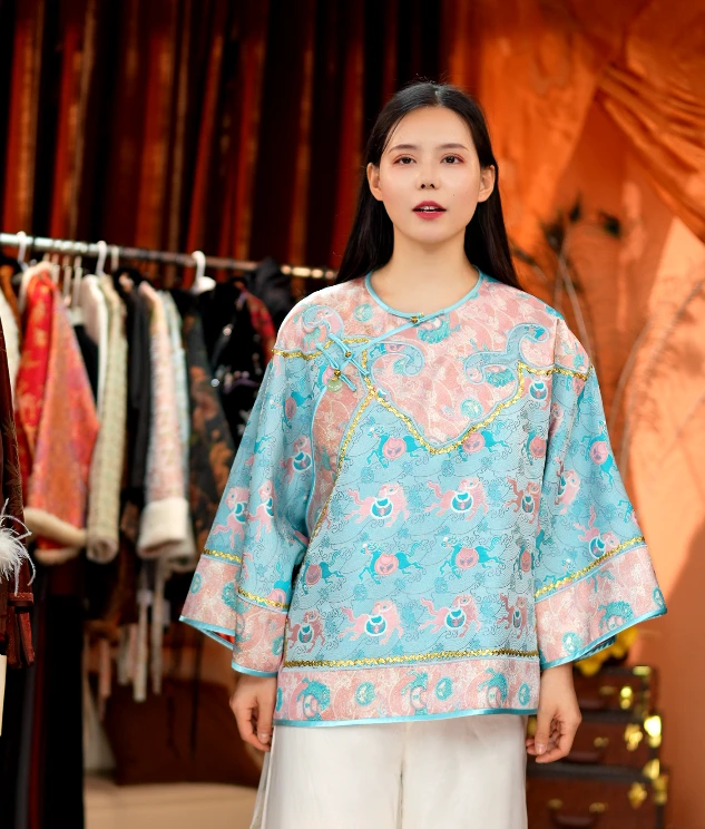 高定桑蚕丝宋锦太太服258103-1