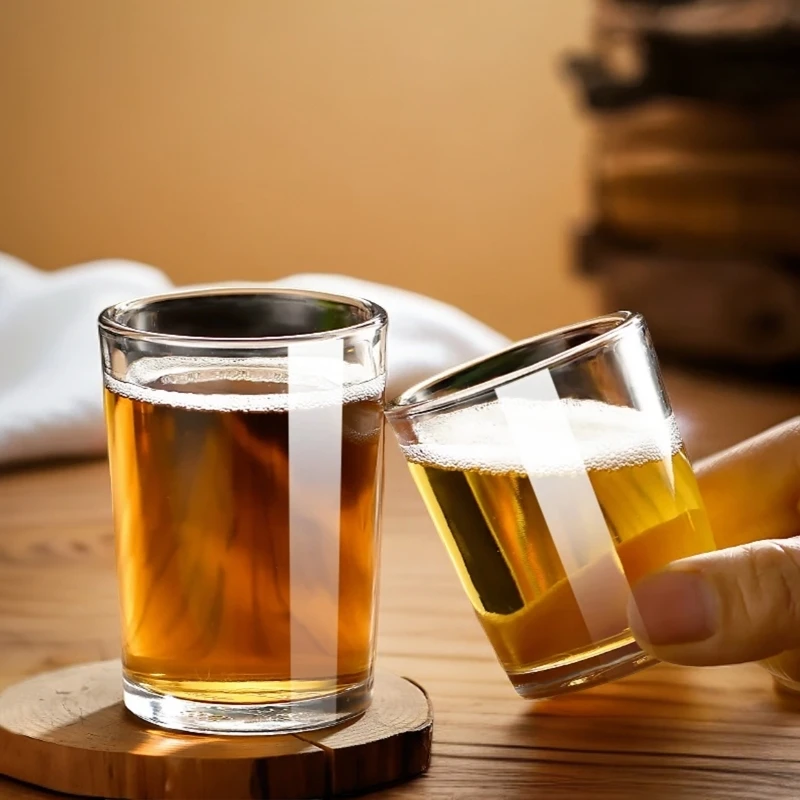 【6个装】家用直身透明玻璃杯啤酒杯喝水杯子威士忌酒杯茶杯磨砂
