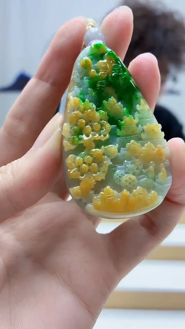 未镶嵌定制翡翠4688zm-毛货挂件37山水