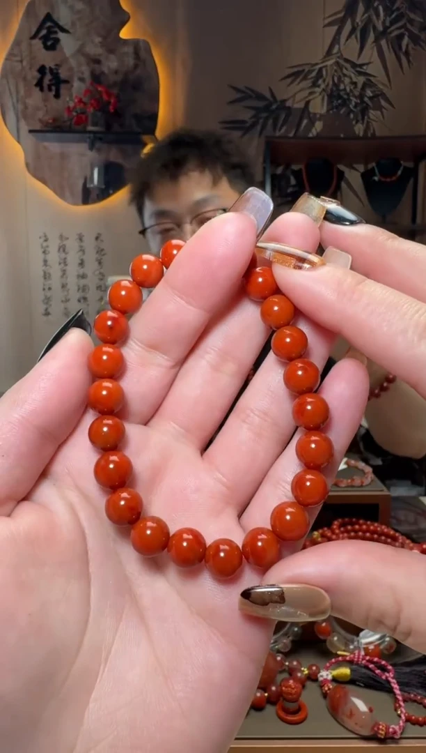 未镶嵌原矿无优化无注胶手串南红玛瑙一条8.5mm+