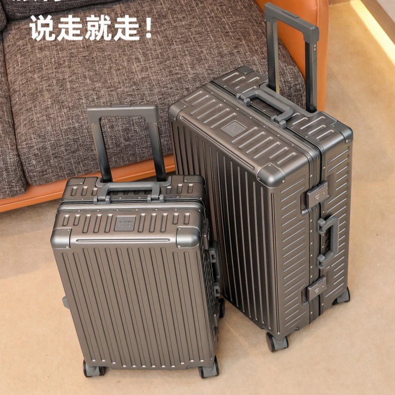 加厚铝框牢固PC旅行箱拉杆箱静音轮铝合金拉杆学生白灰红黑托运箱