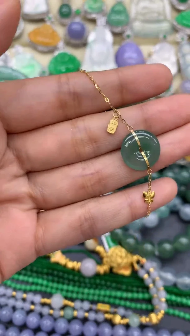 18K金镶嵌手链翡翠148-中国好珍宝