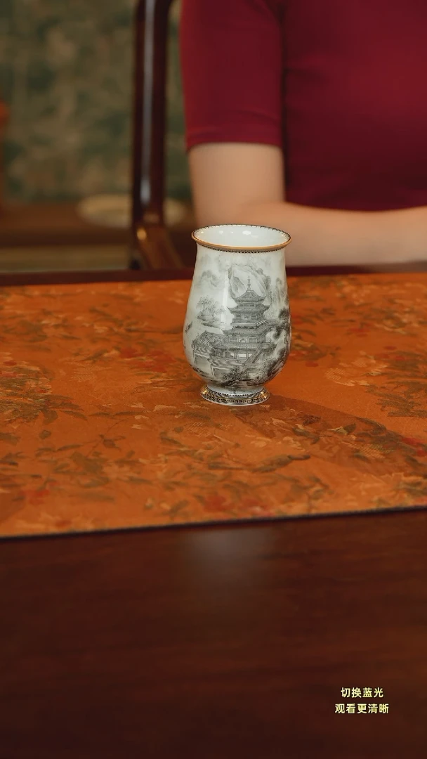 金***顺手绘墨彩岳阳楼闻香杯
