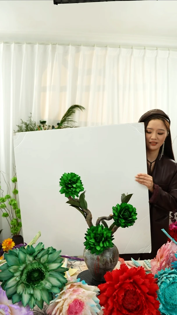 永生花霸王花 3个头叶片有伤【龙枣枝墨绿龙枣枝连花带瓶】A17