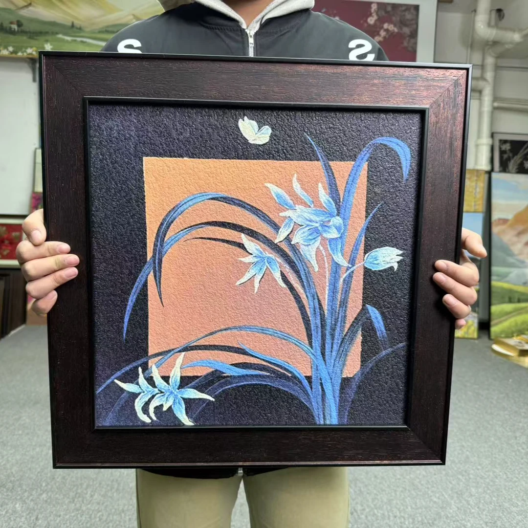 法式风装饰画客厅沙发背景墙复古艺术挂画兰花竹子5050