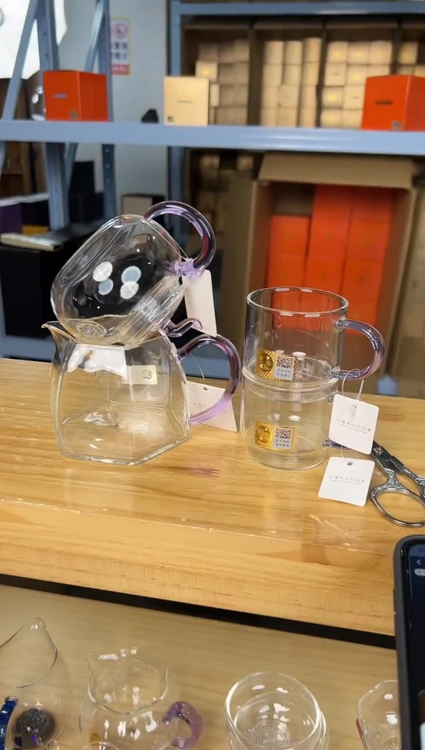 丰登壶+棱然+逸杯一对 浅紫+茶剪