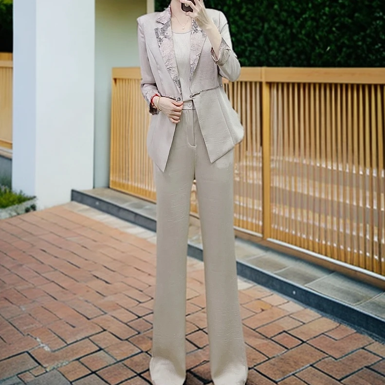 T058显瘦气质网红轻奢时尚休闲百搭女士套装