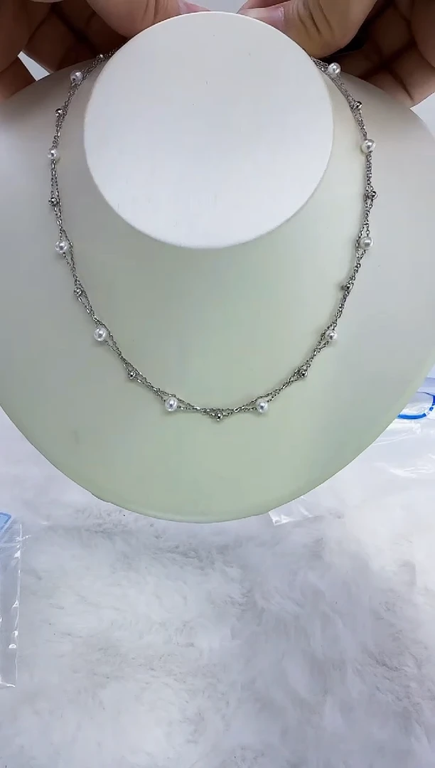 银S925镶嵌淡水珍珠DA满天星珍珠项链  a517