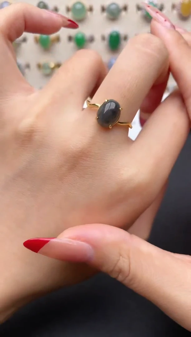 【闪购商品】翡翠戒指银S925镶嵌一物一证一礼盒