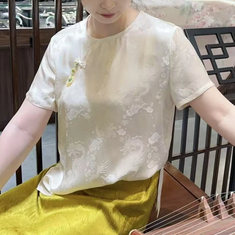 【NA家】新中式国风夏季暗纹提花上衣