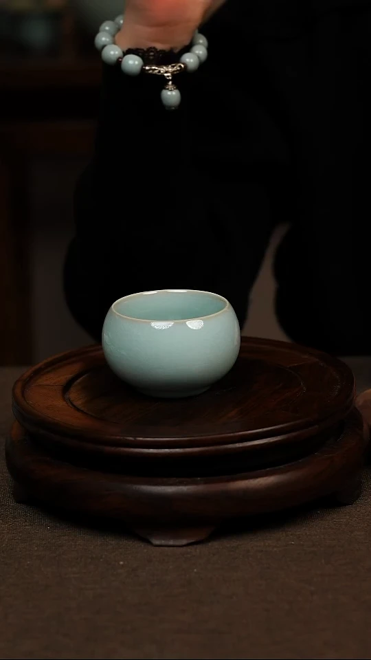 瓷片天青色禅定杯80ml微瑕不带礼盒