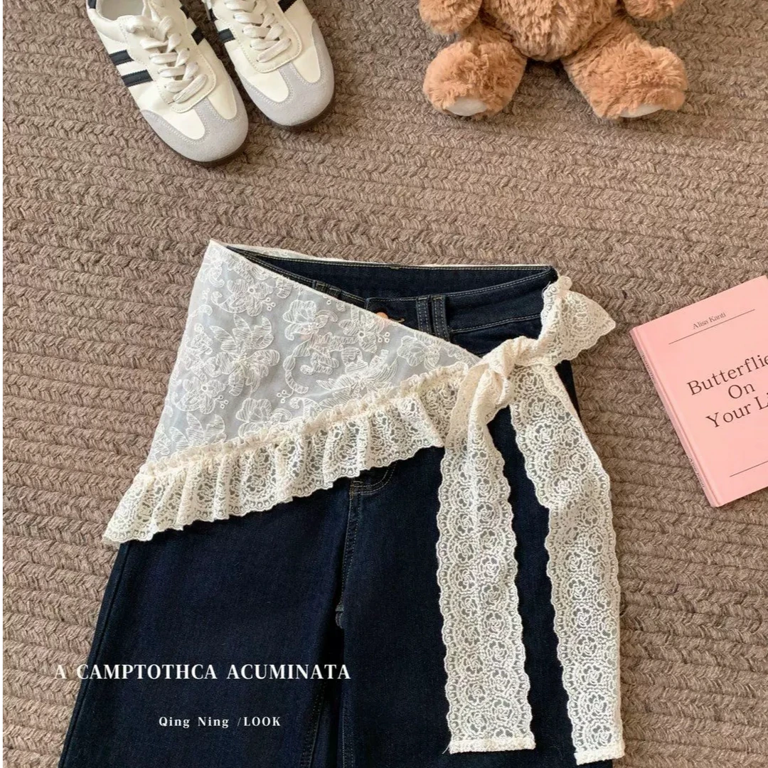 芭蕾风蕾丝网纱半身裙女春季减龄短裙氛围感叠穿系带短款百搭屁帘