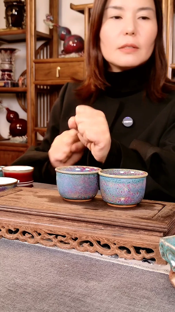 瓷片谢*笑主人杯 土魂钧瓷