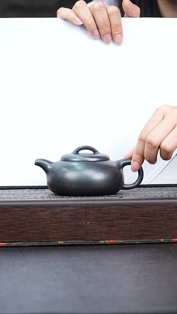 茶壶紫砂小鱼yhy古乌泥过桥扁腹