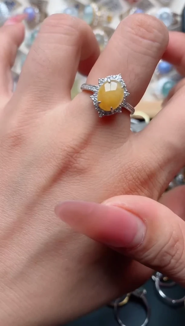 银S925镶嵌戒指翡翠.