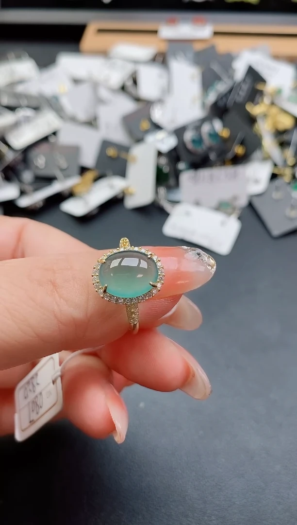 银S925镶嵌戒指翡翠1