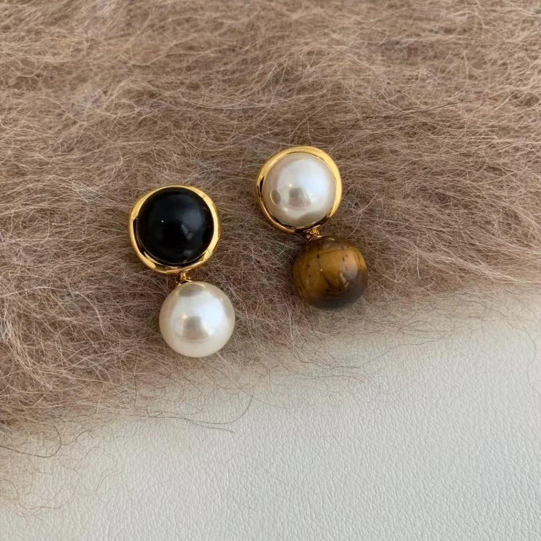 铜合金耳饰 秋冬不对称耳环女蚊香盘美拉德气质耳饰耳钉