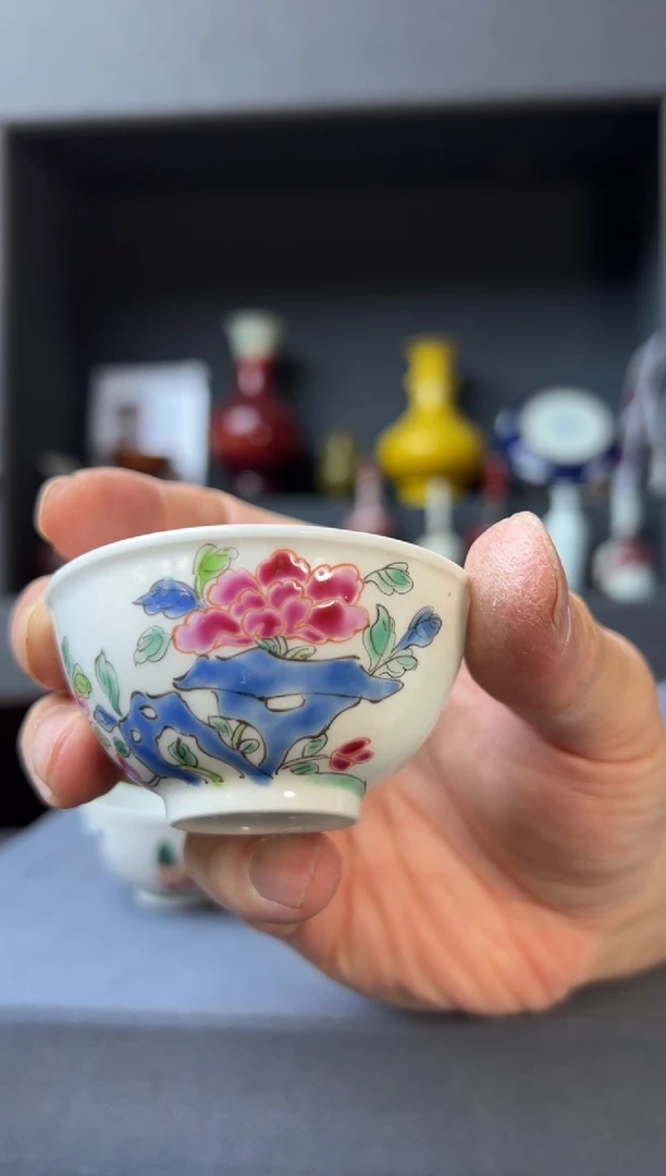 【闪购商品】摆件粉彩茶盏陶瓷摆件