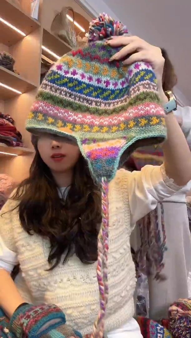 羊毛毛*球百羊毛护耳帽B437