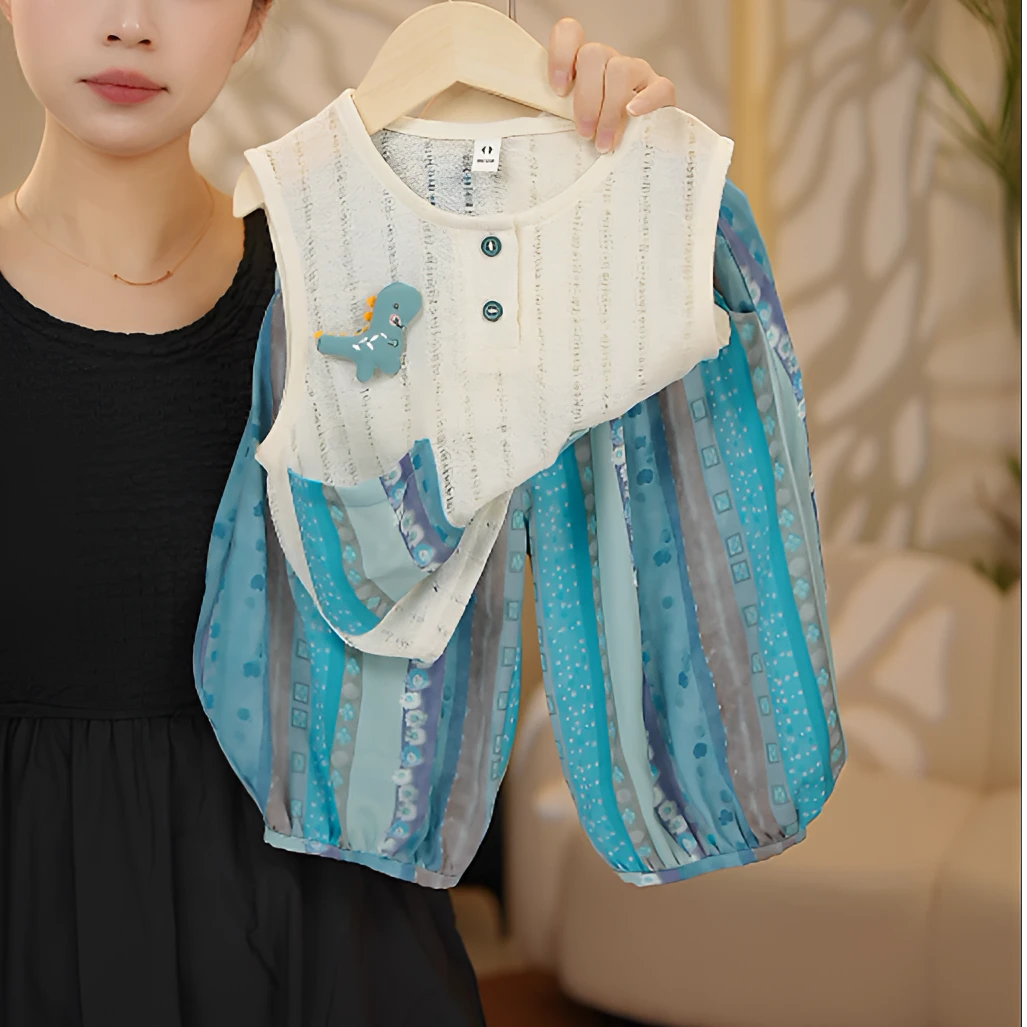 【现货】夏季2025儿童新款韩版时尚潮流休闲无袖透气背心套装89278