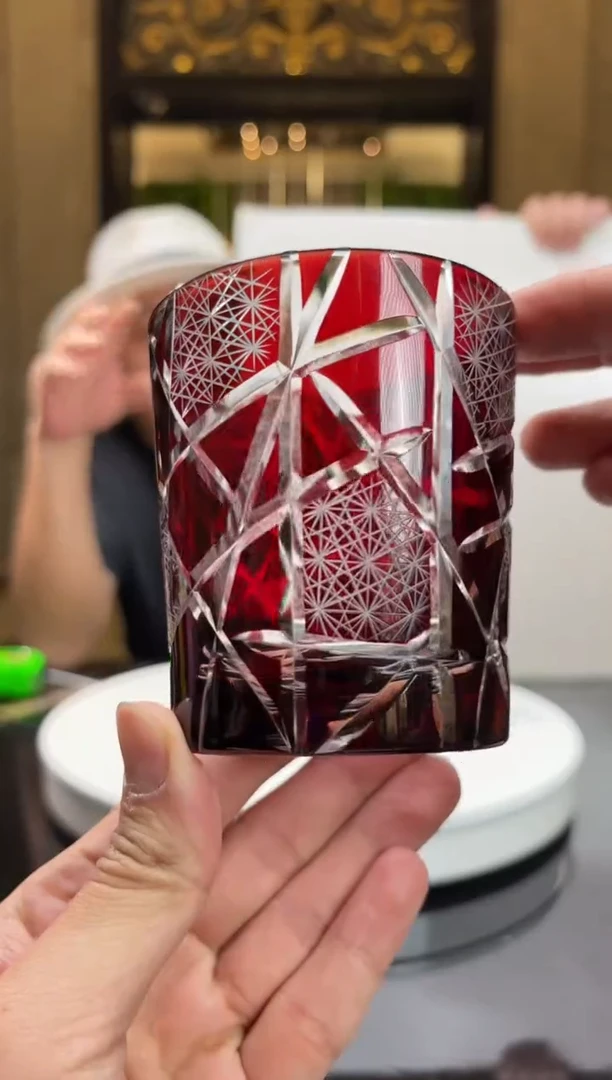 【闪购商品】摆件AJ06581红色刻花威士忌杯