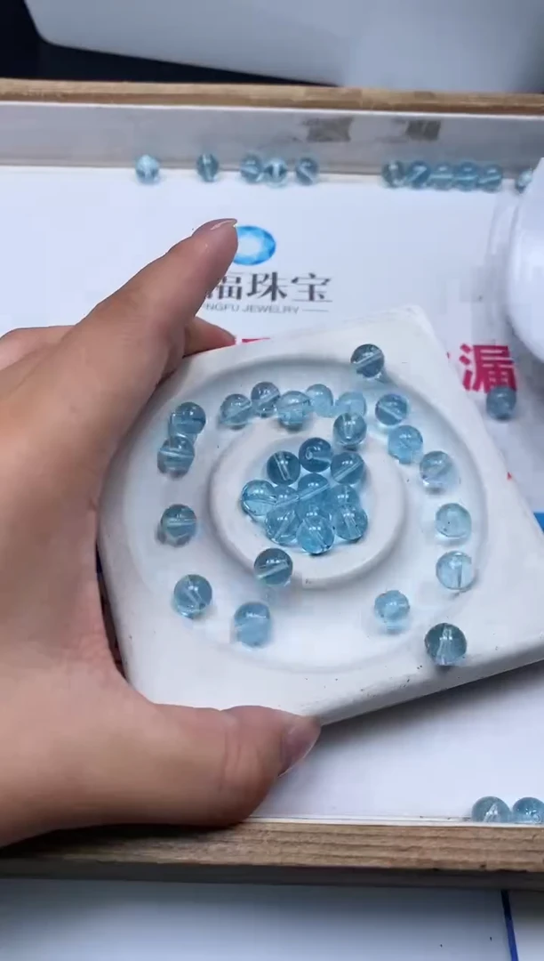 水晶珠宝半成品未镶嵌C894 海蓝水晶8mm10个9.9元