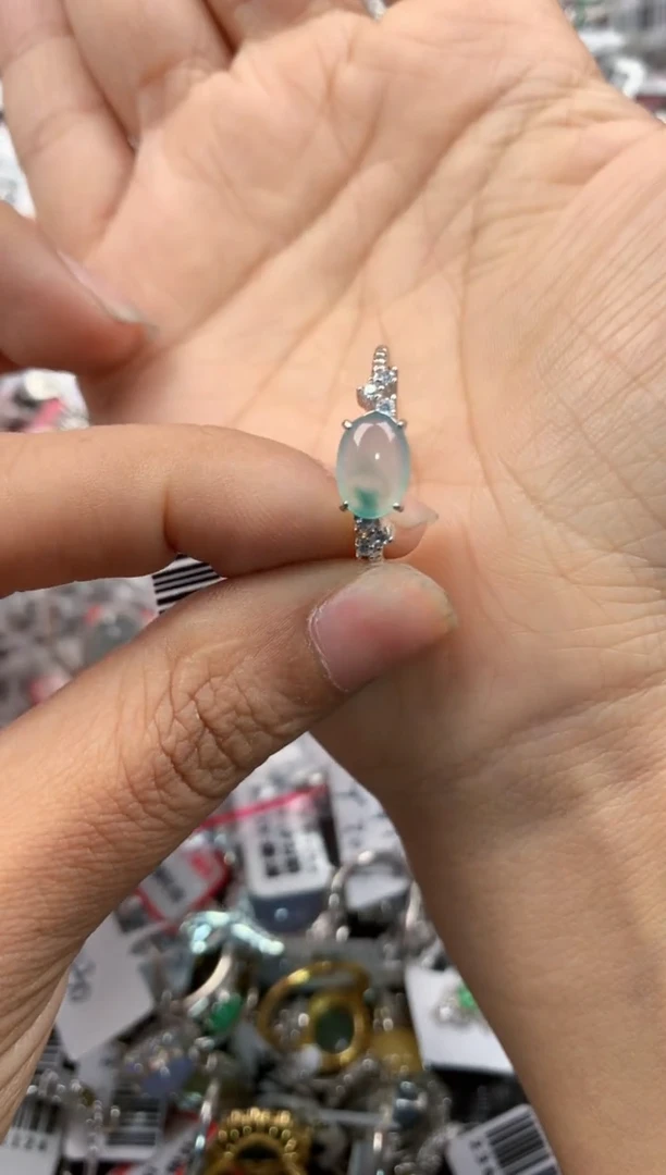 银S925镶嵌戒指翡翠14             4