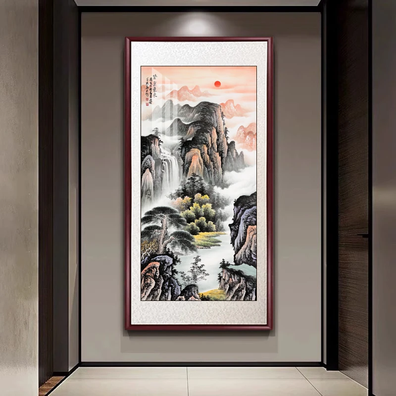 【紫气东来-ZX1】国画山水画玄关挂画装饰画大堂风景画走廊墙面字画