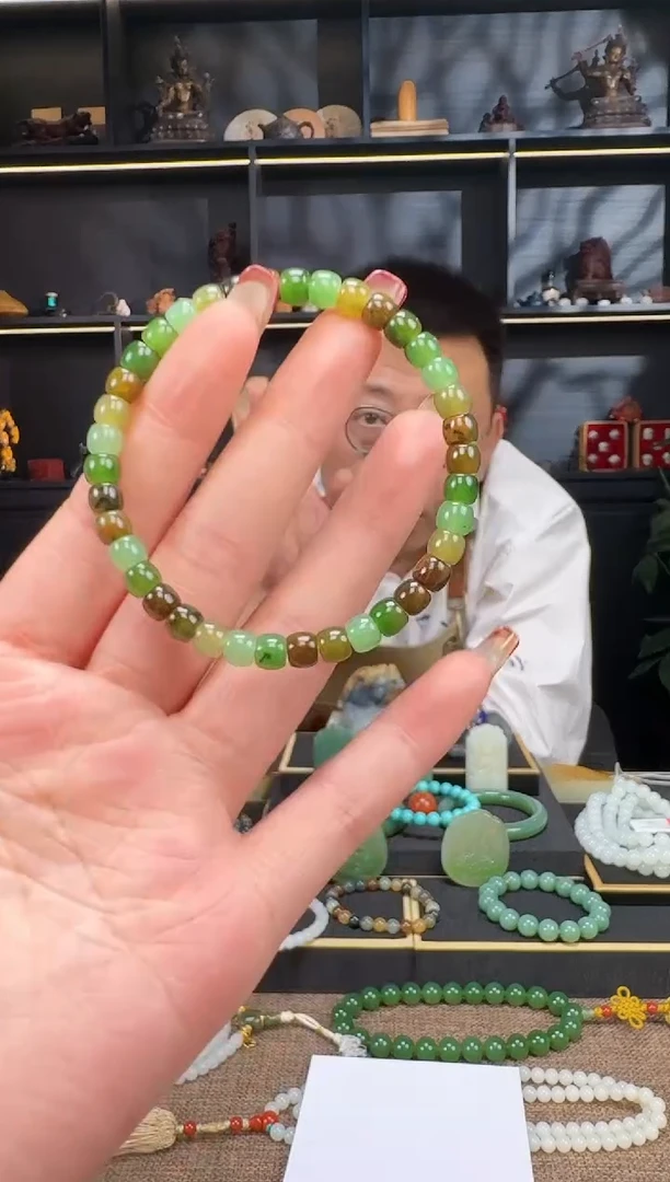 【闪购商品】和田玉1未镶嵌6mm碧玉药片手串