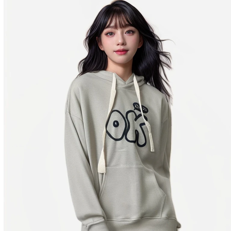 美式复古字母慵懒风秋冬百搭连帽卫衣ins女宽松高街设计感外套