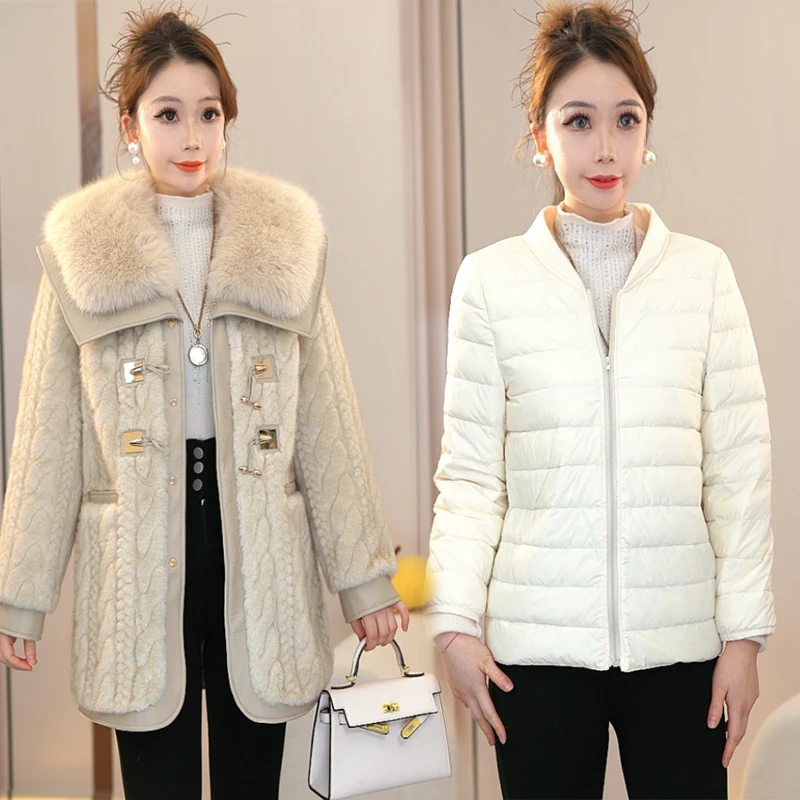 B-羽绒内胆可拆卸毛毛外套女2024冬季新款中长款大衣YM24A1209-2#