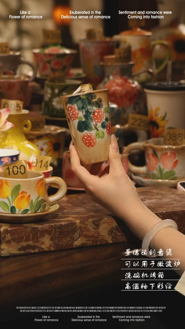 陶瓷景德镇高温手绘釉下彩设计师款式