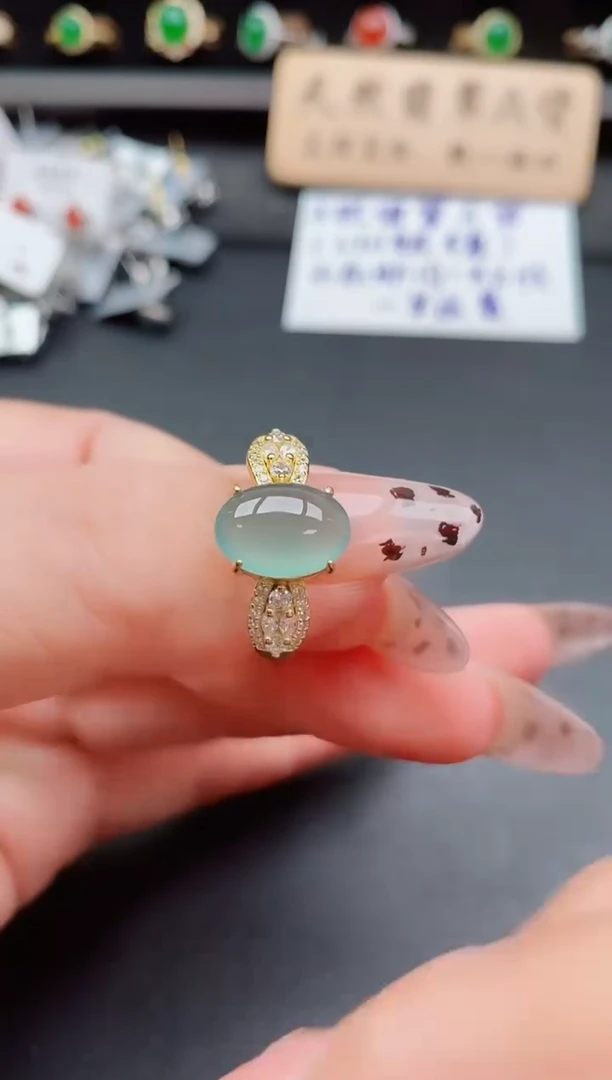银S925镶嵌戒指翡翠1